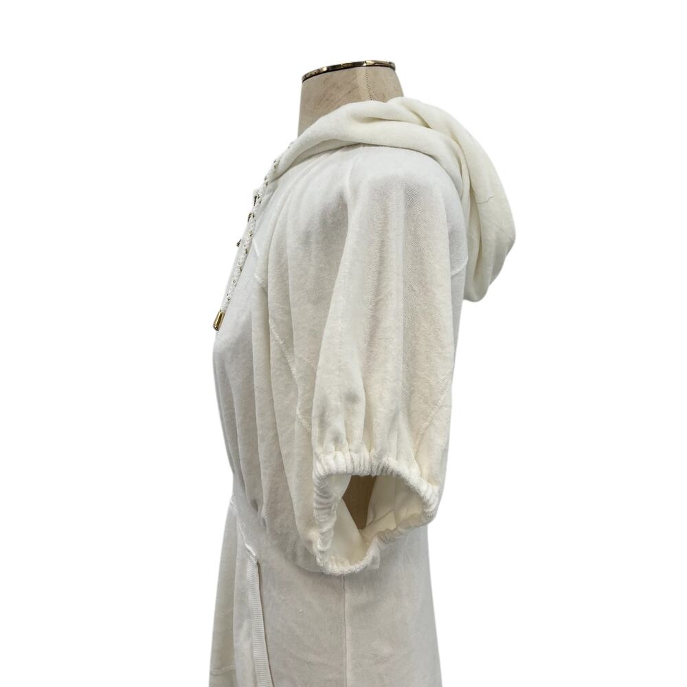 Juicy Couture French Terry Dress Cover-Up Y2K Hooded Zip Up White Size Small - Picture 7 of 11